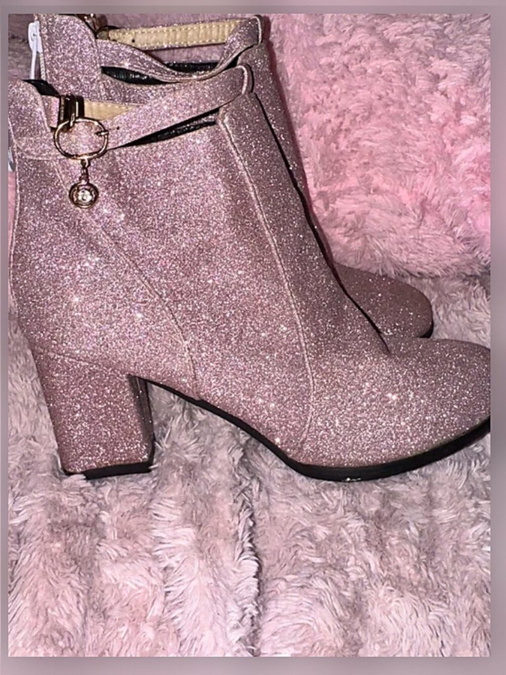 Glitter pink Ankle boots
